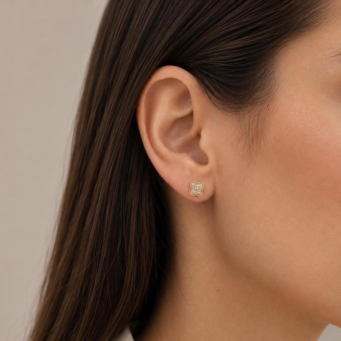 Floral Diamond Stud Earring