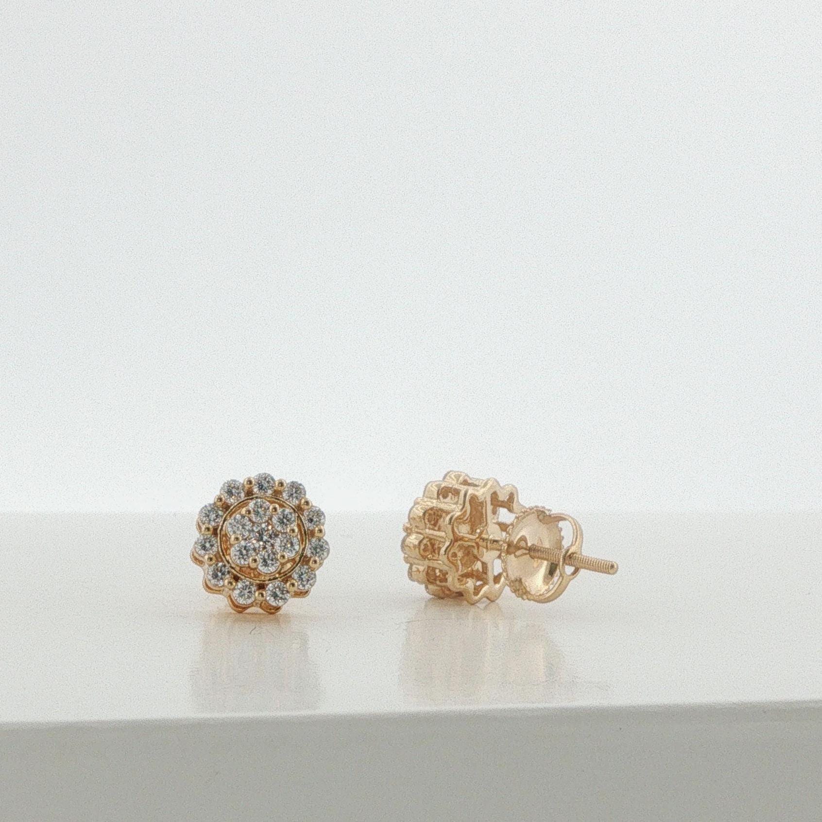 Diamond Flower Cluster Stud Earrings