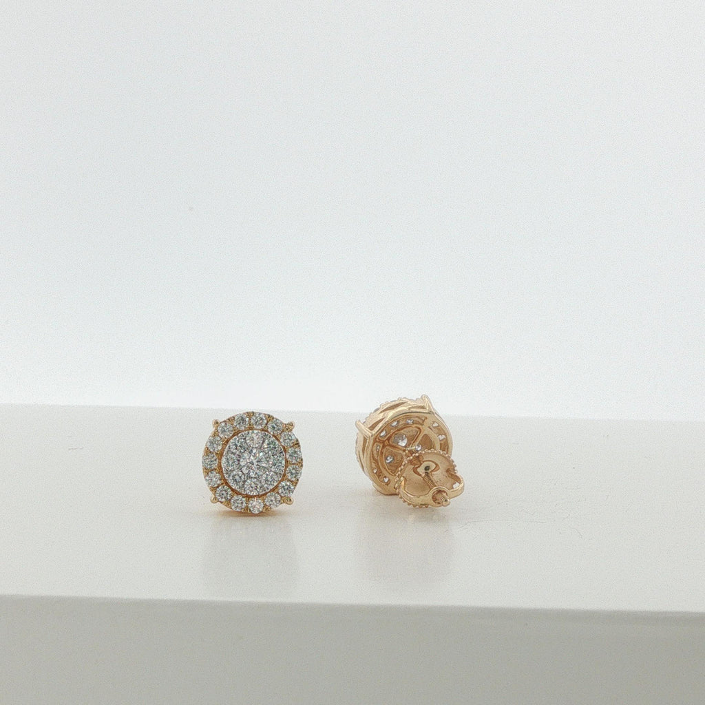 Round Halo Diamond Stud Earrings