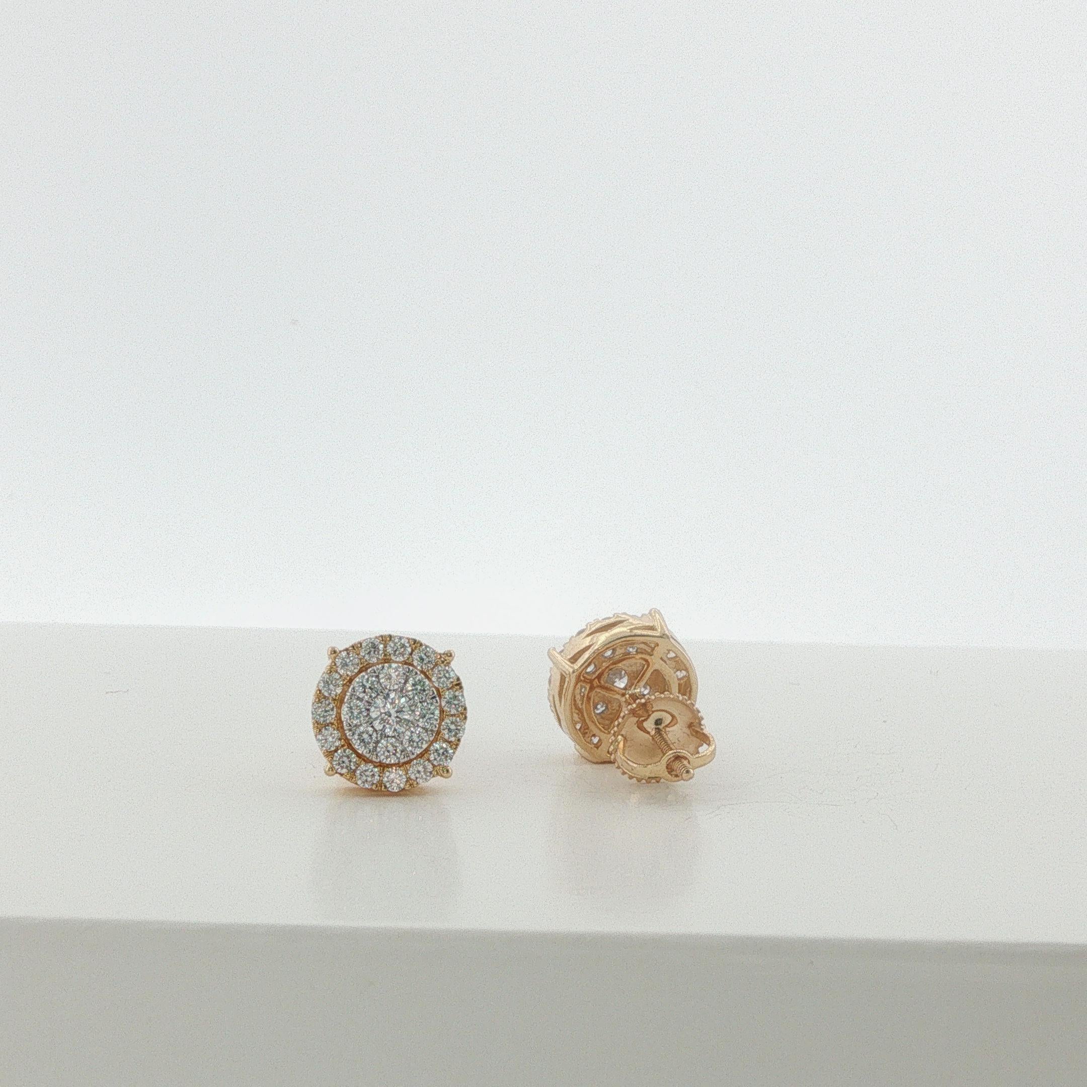 Round Halo Diamond Stud Earrings