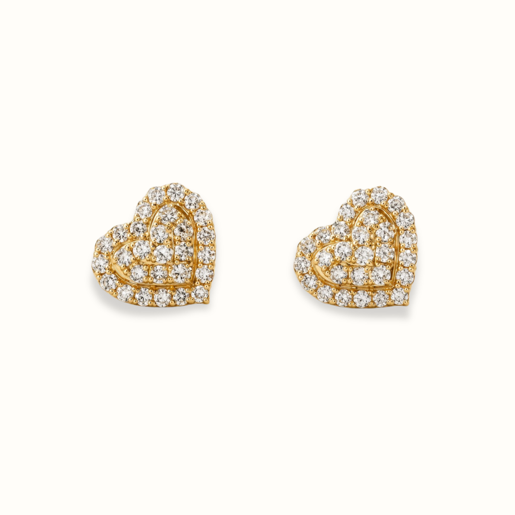 Heart  Diamond Stud Earring