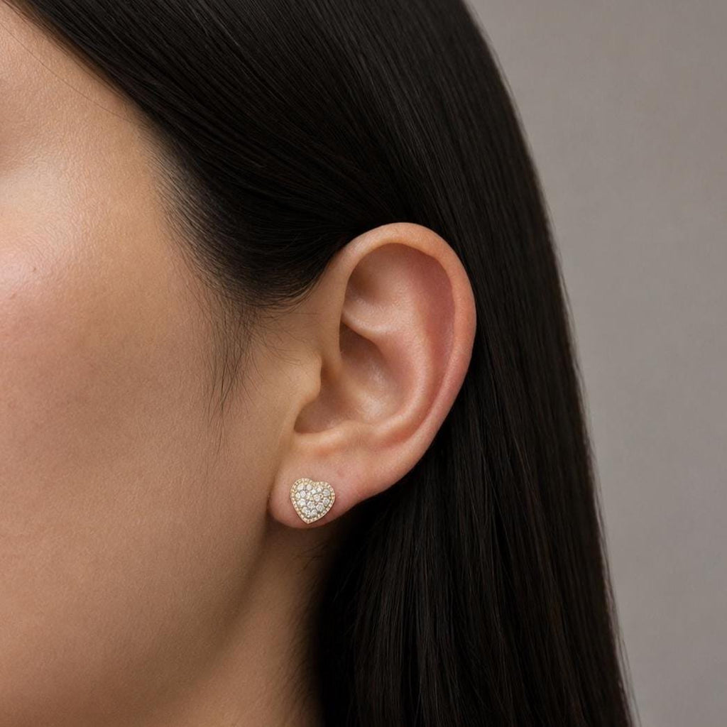 Heart Diamond Stud Earring