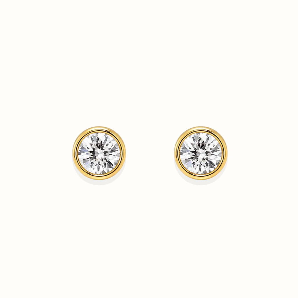 Diamond Bezel Stud Earrings