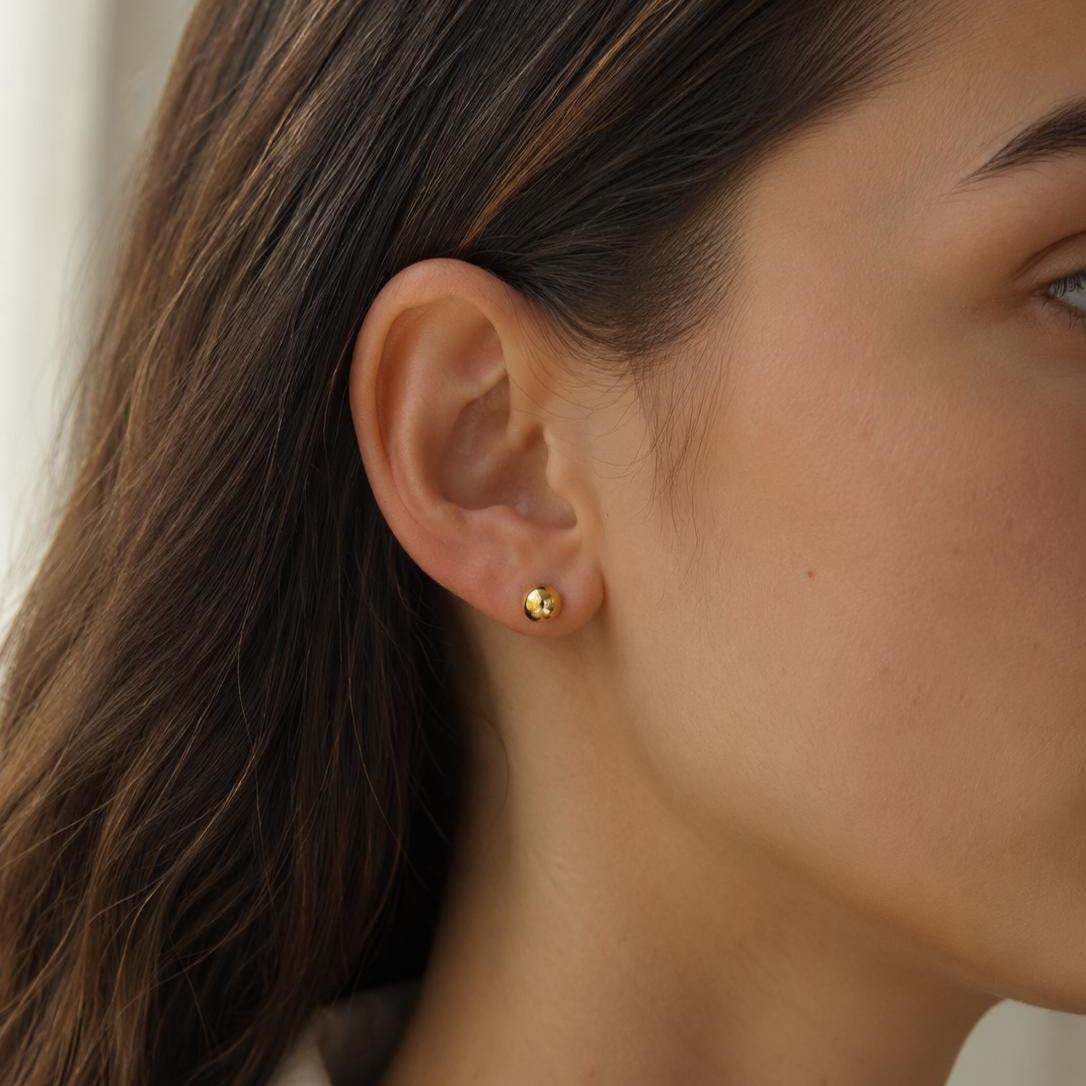 Solid Gold Ball Stud Earrings