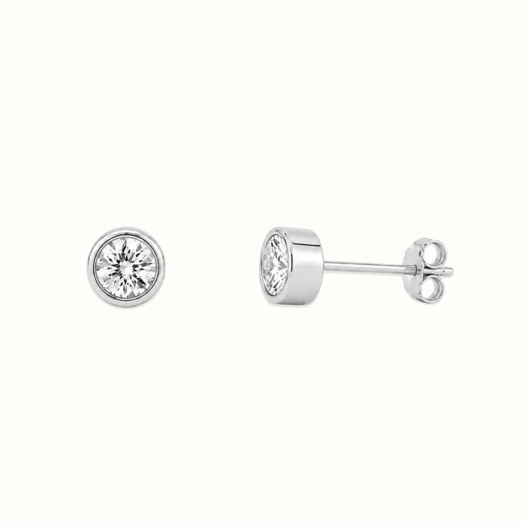 Diamond Bezel Stud Earrings