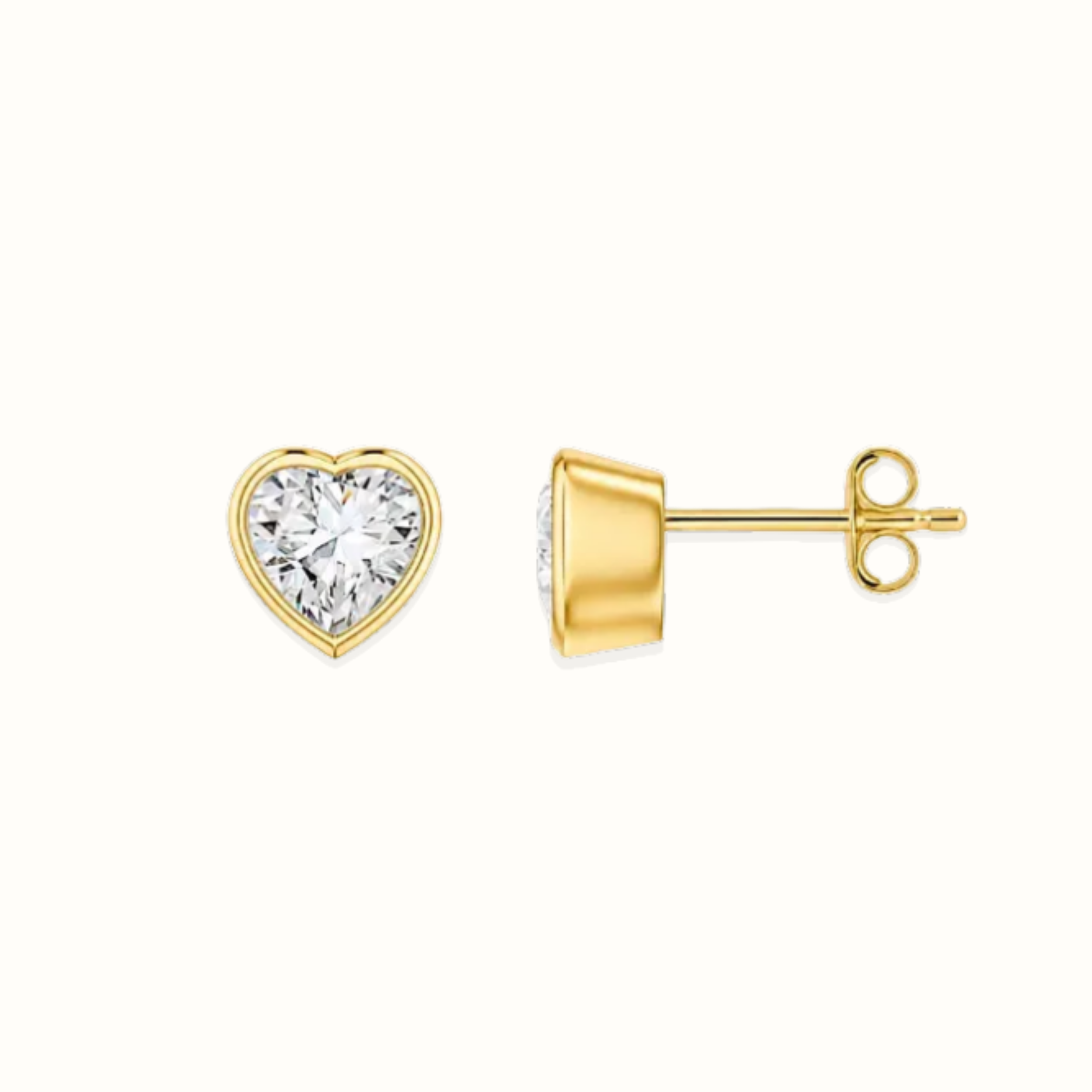 Bezel Heart Stud Earrings