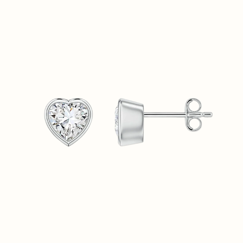 Bezel Heart Stud Earrings