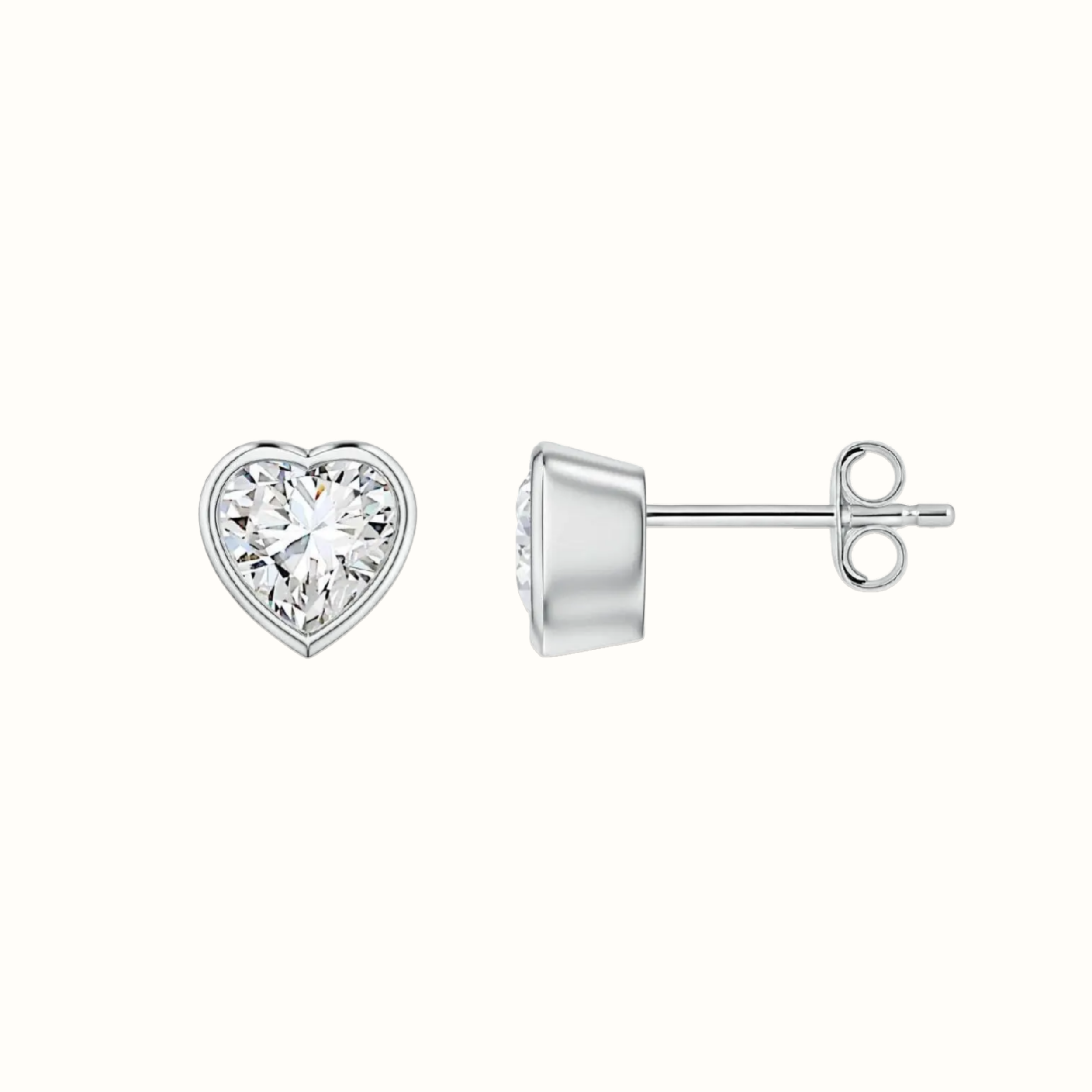Bezel Heart Stud Earrings