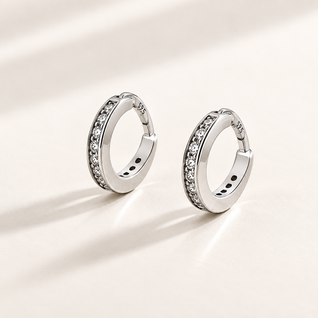 Silver Huggies' Moisannite Hoop Earrings