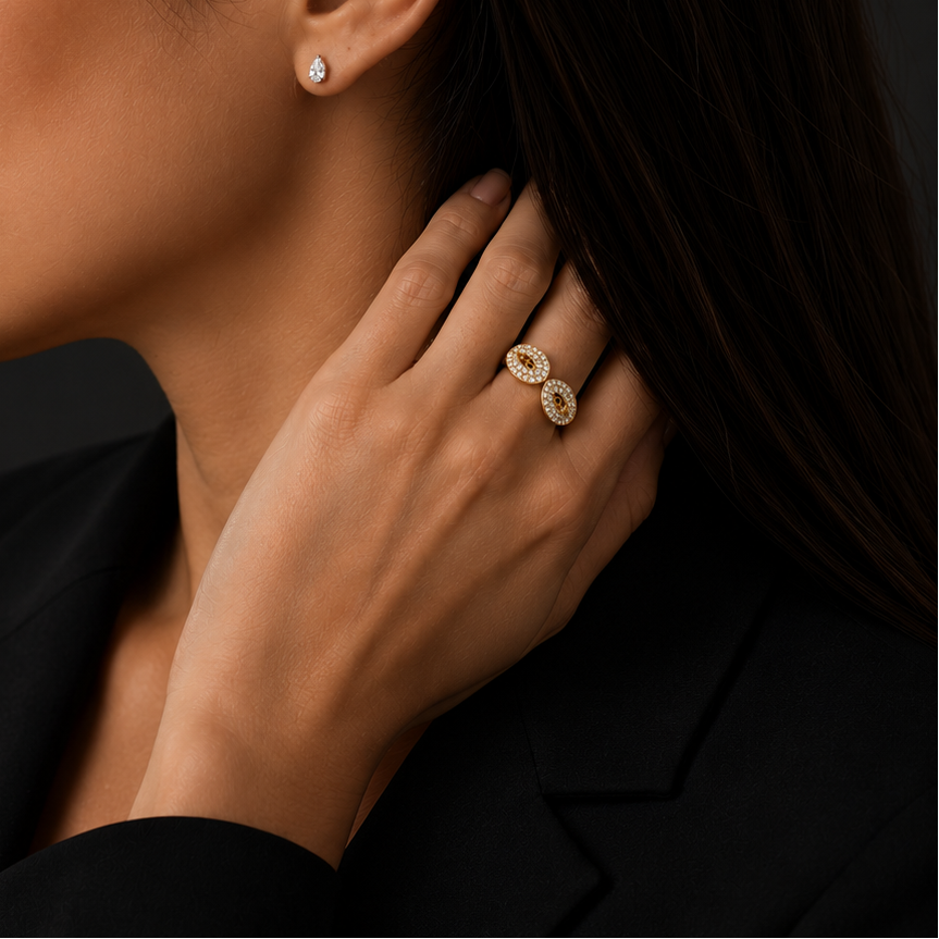 Gold Double Circle Ring