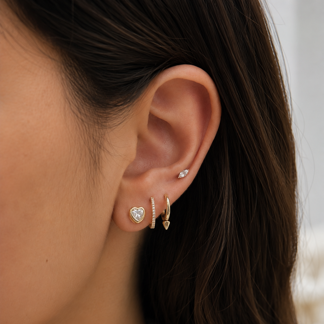 Bezel Heart Stud Earrings