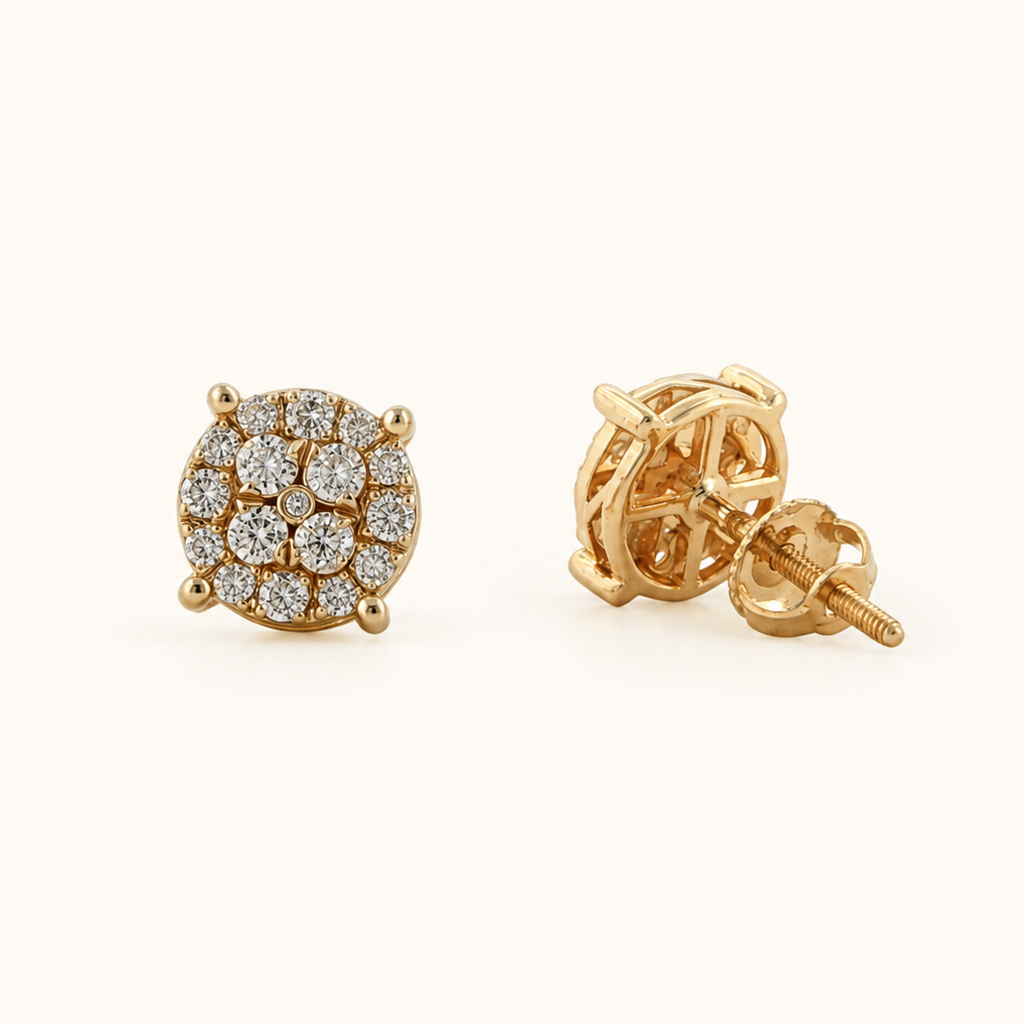 Diamond Cluster Stud Earrings