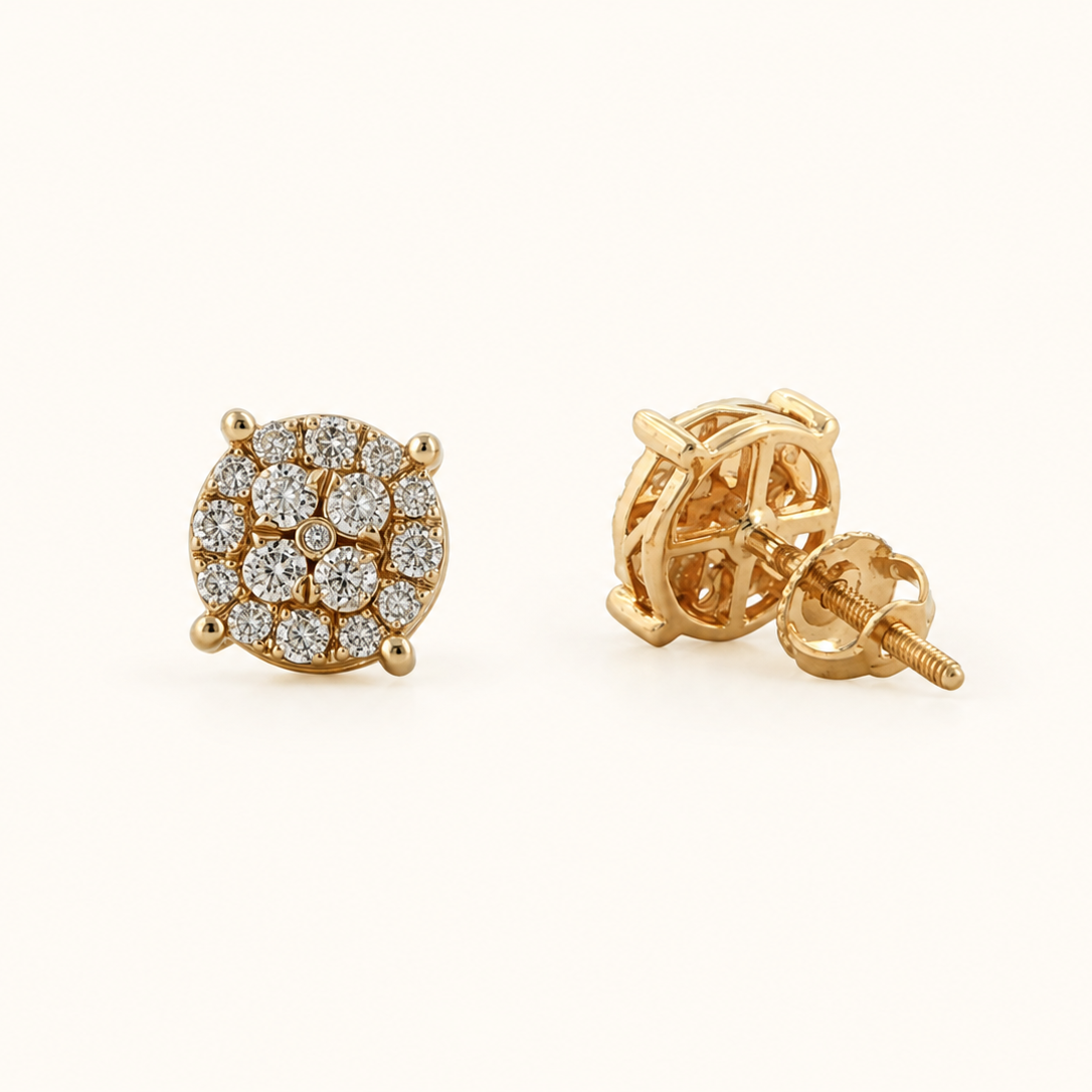 Diamond Cluster Stud Earrings