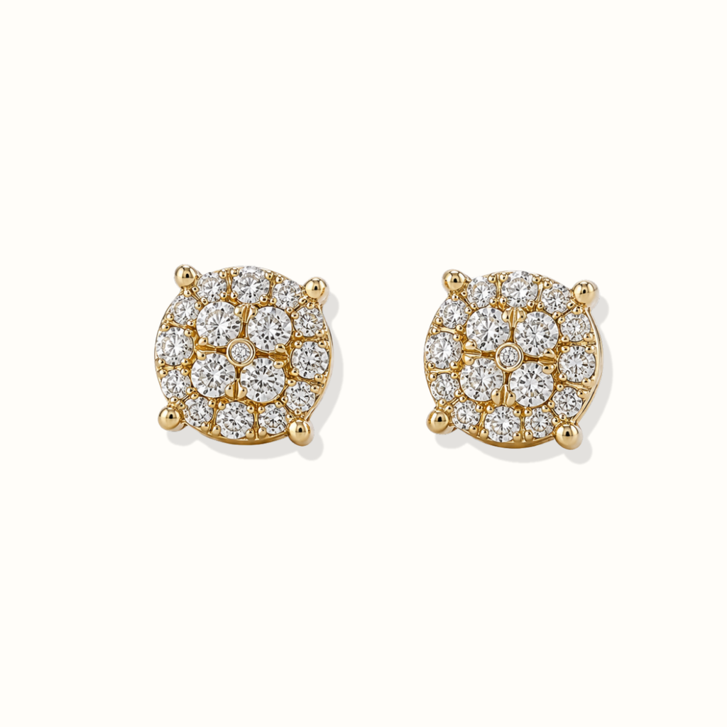 Diamond Cluster Stud Earrings