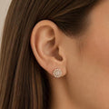 Diamond Flower Cluster Stud Earrings