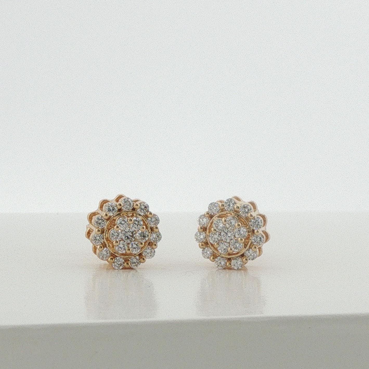 Diamond Flower Cluster Stud Earrings