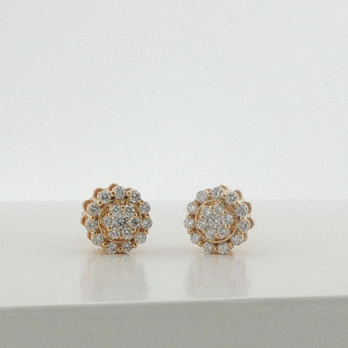 Diamond Flower Cluster Stud Earrings