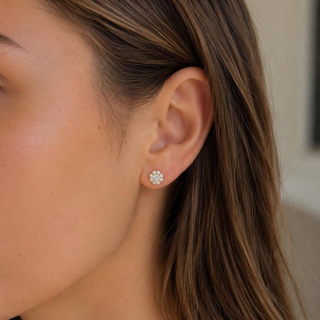 Flower Diamond Stud Earring