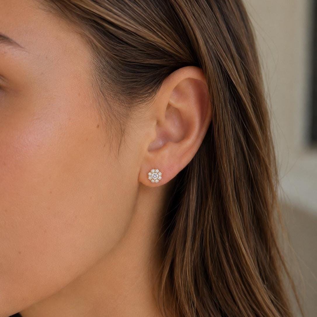 Flower Diamond Stud Earring