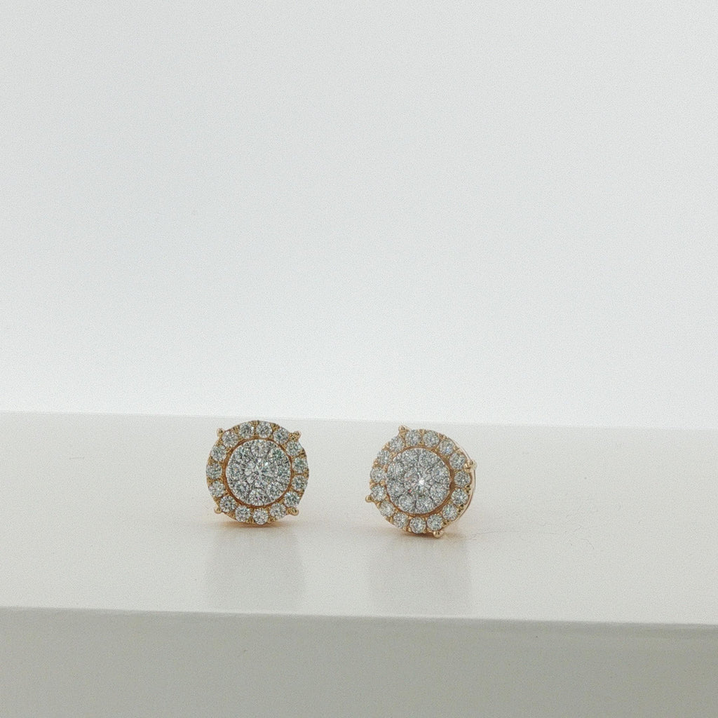 Round Halo Diamond Stud Earrings