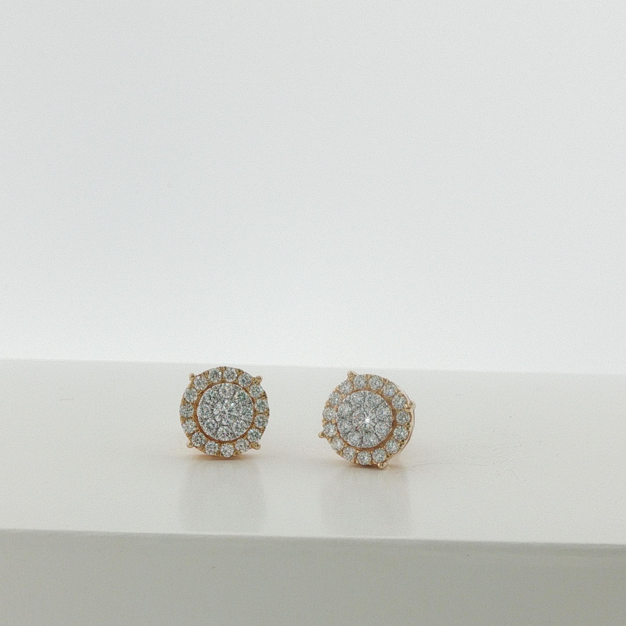 Round Halo Diamond Stud Earrings