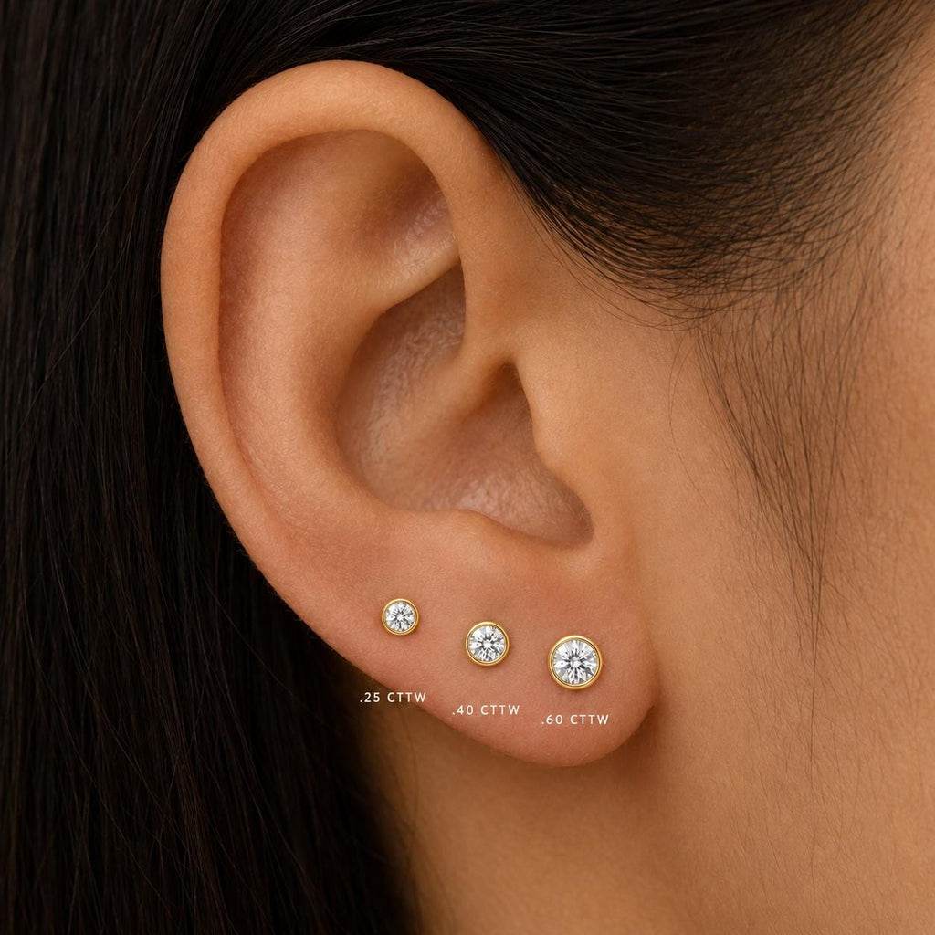 Diamond Bezel Stud Earrings