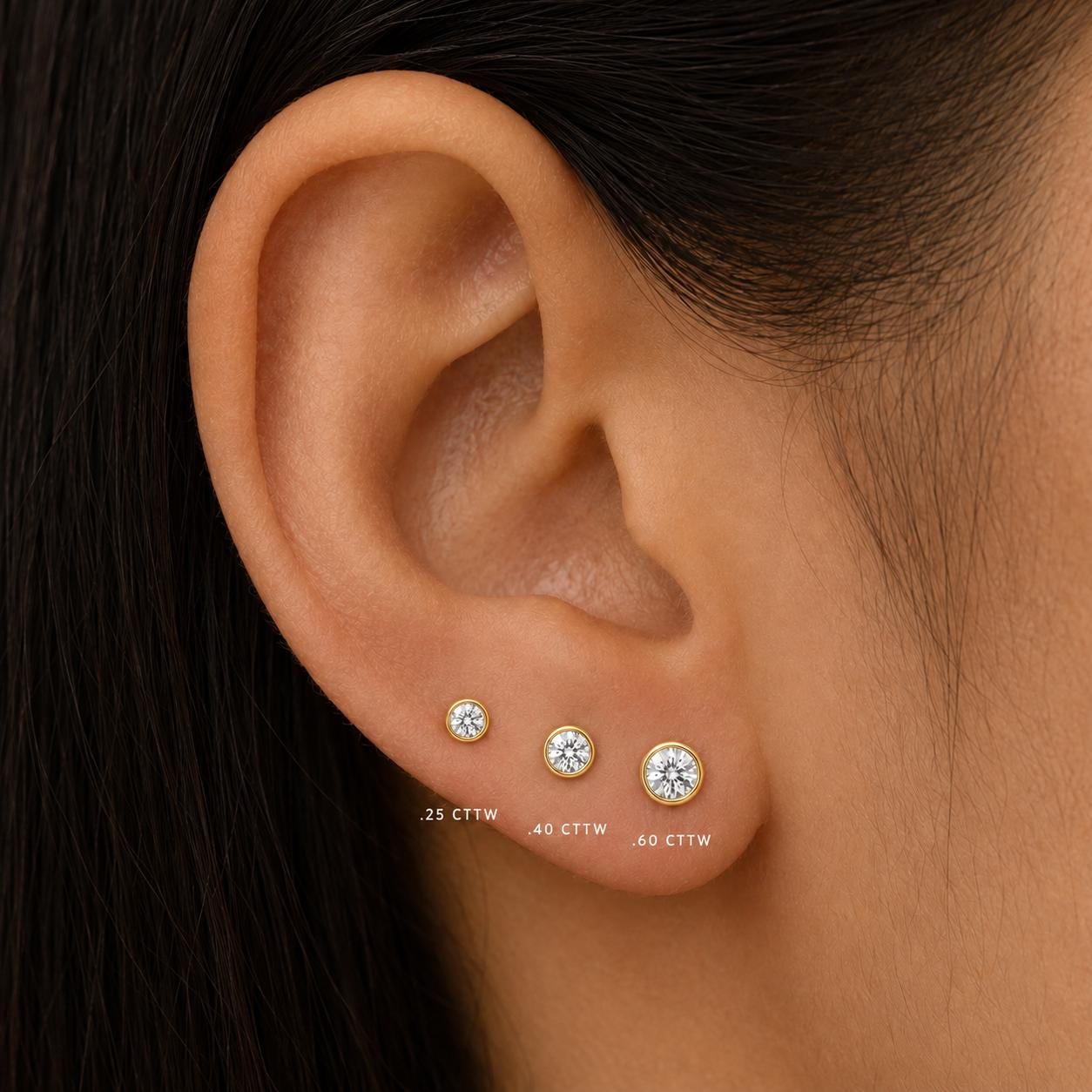 Diamond Bezel Stud Earrings