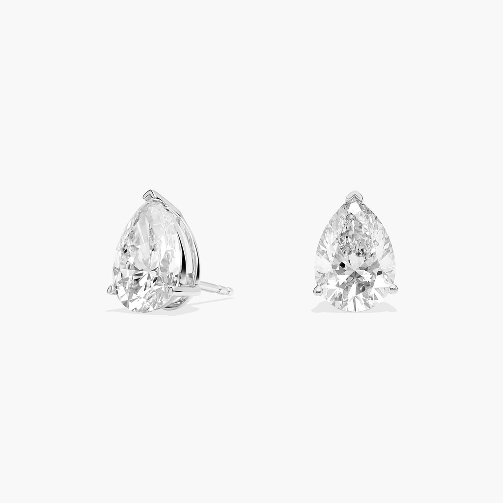 2 Carat Pear Cut Moissanite Stud Earrings in 925 Sterling Silver